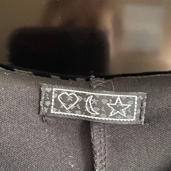 Heart Moon Star Y2k Cosmic Black/White Mixed Print Shift Dress. Size Medium. - Picture 7 of 8